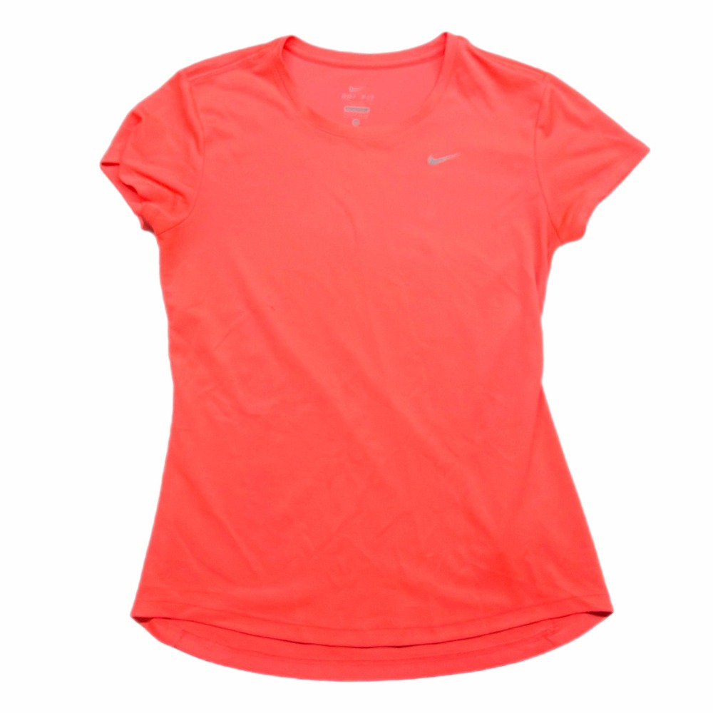 Nike Running Dri-FIT Women Short Sleeve Running Shirt Coral Athletic Tee Size S